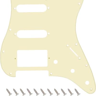 HSS Strat Pickguard 1 Ply 11-Hole Electric Guitar Pickguard Scratch Plate for USA/Mexican Modern Style Standard Fender Stratocaster Strat ST JT/HB-02 Cream