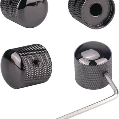 4Pcs Metal Guitar Knobs Black Volume Tone Speed Control Dome Knob with Allen Keys Screws for Fender Telecaster Gibson Les Paul Electric Guitar Bass Accessories (Black Nickel)