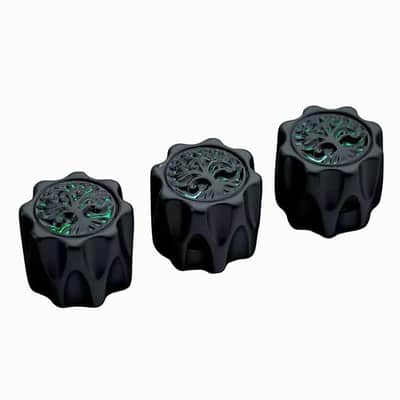 3pcs Black Metal Guitar Control Knobs with Tree of Life Top