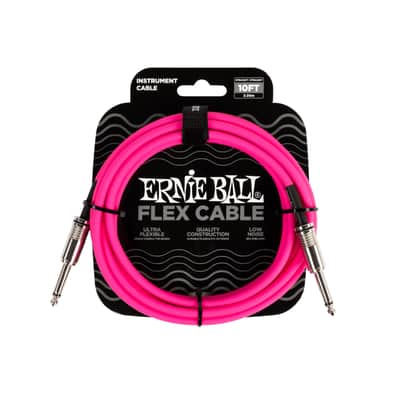 NEW Ernie Ball Flex Instrument Cable - Straight/Straight - Pink - 10'