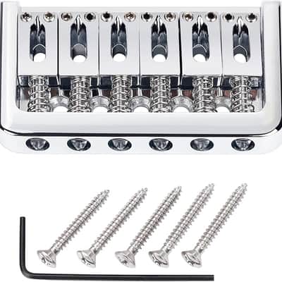 Electric Guitar Fixed Bridge Non-Tremolo 6-String Tailpiece 52.5mm (2-1/16") String Through Body Hardtail Bridge Set for Strat ST Tele JT/GDQQ-01 Chrome