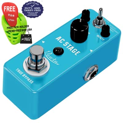 Rowin AC STAGE Acoustic Guitar Simulator Pedal 3 Working Modes Piezo/Standard/Jumbo LEF-320, FREE PICKS + HOLDER+ FREE SHIP USA
