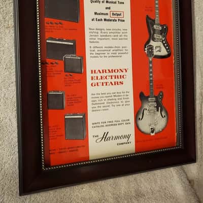 1966 Harmony Guitars Promotional Ad Framed H19 Silouette H76 Original