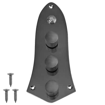 3 Bands Loaded Control Plate Pre-Wired W/Preamp Knobs Pots Compatible With Fender Squier Jazz J Bass (Black)