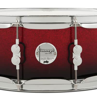 PDP Concept Maple 5.5x14 Red to Black Fade Lacquer Snare