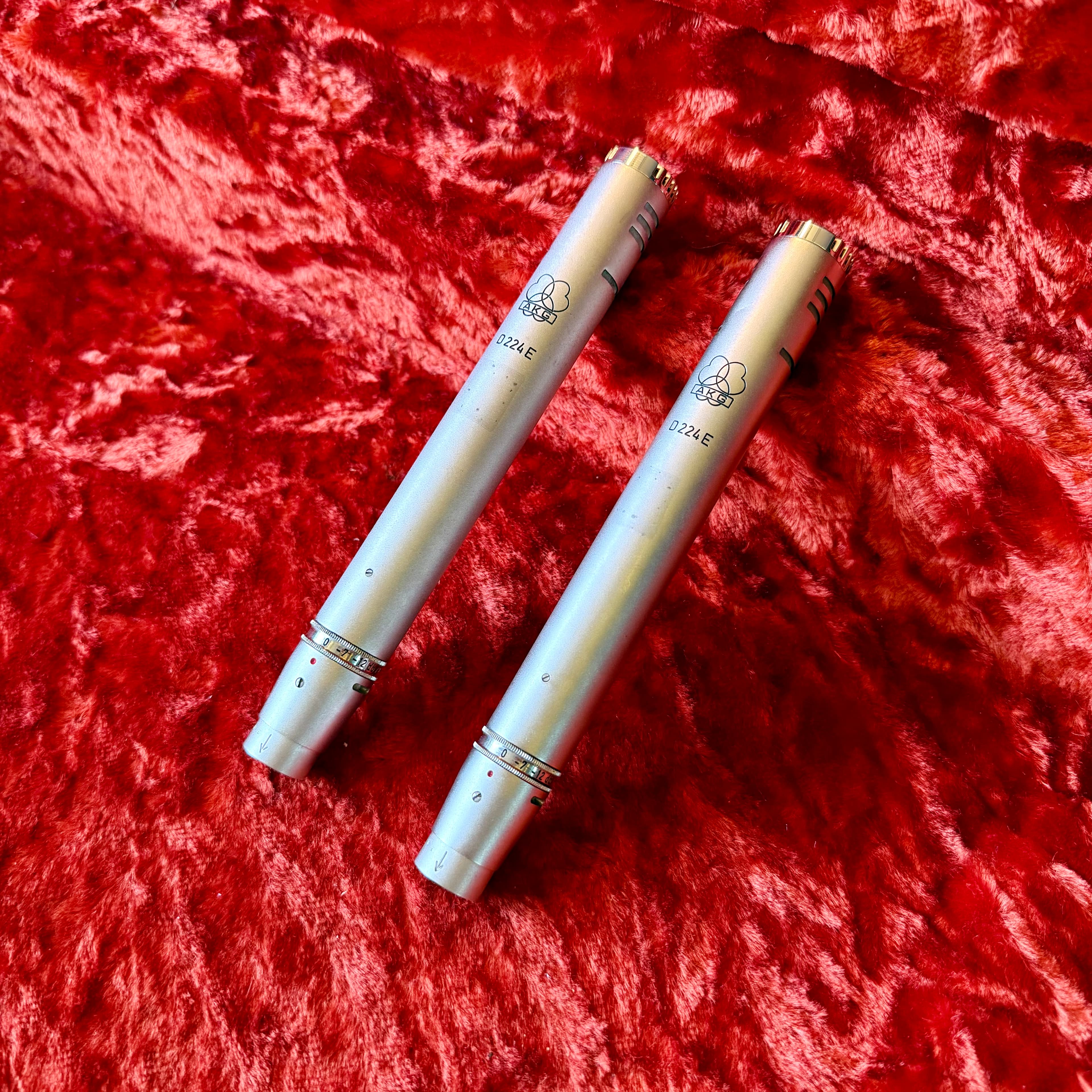 PAIR -AKG D224-E dynamic microphones c 1960βs - Nickel mic original vintage Austria