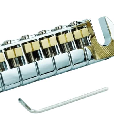 Guitar Wraparound Bridge Adjustable Stoptail with Brass Saddles & Studs (GM006, Chrome)