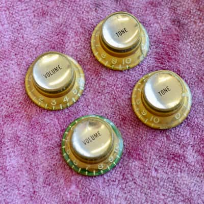 Vintage 1960s Gibson Gold Reflector Knob Set ES-335 SG Standard Custom Les Paul