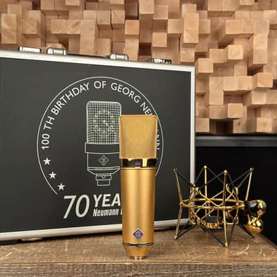 Neumann U 87 24k Gold 70th Anniversary 1998. Original Accessories. U87 Ai U87Ai. RARE! Mint.