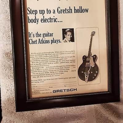1965 Gretsch Guitars Promotional Ad Framed Chet Adkins Country Gentleman Original