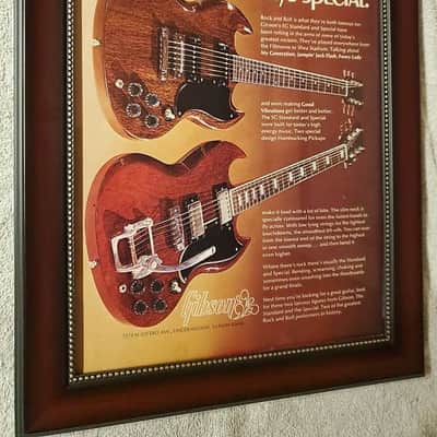 1972 Gibson Color Promotional Ad Framed SG Standard & Special Original