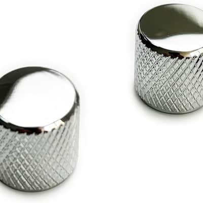 2PCS Steel Electric Bass Guitar Knobs Flat Top Metal Guitar Volume Tone Knobs 6 mm (15/64“) Shaft for Strat Telecaster Jazz Les Paul Replacement Parts (Chrome)