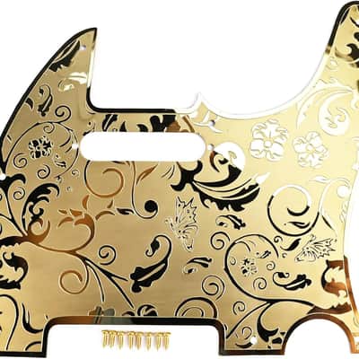 Tele Style 8 Hole Stainless Steel Engraved Pickguard Single Coil - Gold FREE SHIPPING!