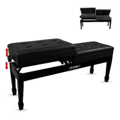 5 Core Duet Piano Bench 3.5 Inch Padded Cushioned Stool Wooden Heavy Duty Musician Chair w Storage