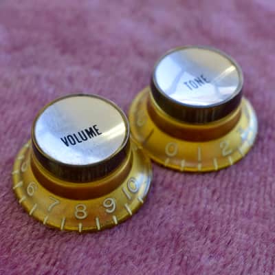 Vintage 1960s Gibson Gold Reflector Knob Set ES-335 SG Standard Custom Les Paul