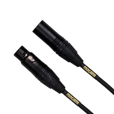 Mogami Gold Studio 02 XLR to XLR Quad Conductor Patch Cable 2 feet with Gold Contacts, XLRM-XLRF Connectors, Pro Audio Noise-Free