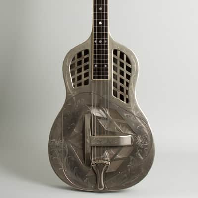 National Style 4 Tricone Squareneck Resophonic Guitar (1928), ser. #1006, black tolex hard shell case.