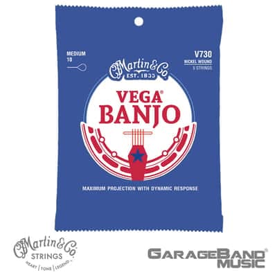 Martin V730 Vega Banjo Strings 5 String Nickel Wound, Medium Gauge, 10-23