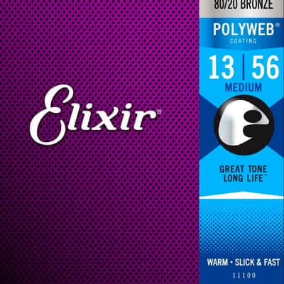 Elixir 11100 Polyweb 80/20 Bronze Medium Acoustic Guitar Strings (13-56)