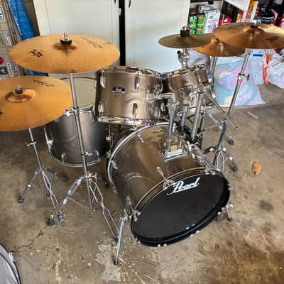 Pearl RS505C/C707 Roadshow 10 / 12 / 14 / 20 / 14x5" 5pc Drum Set with Hardware, Cymbals 2014 - 2020 - Bronze Metallic