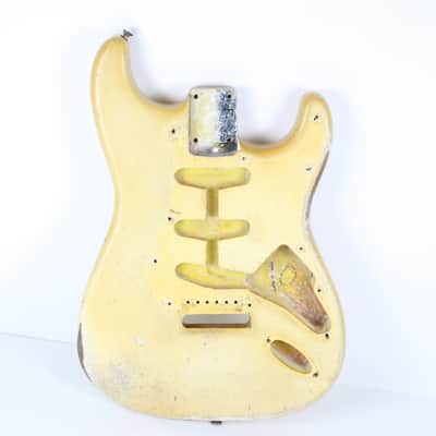 RARE 1963 Vintage Fender Stratocaster BODY 4-Bolt Refinished White/Blonde (Original Sunburst Finish) Strat USA 1960s L-Series Pre-CBS