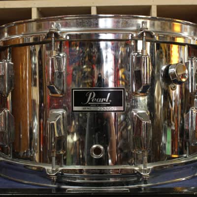 1990s Pearl 8x14 Maple Shell Snare Drum in Chrome Metal