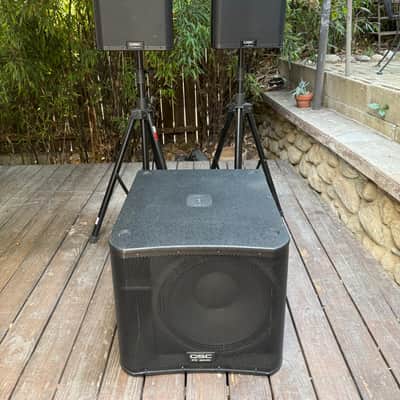 QSC K12.2 PA Speaker Pair with K181 Subwoofer and stands