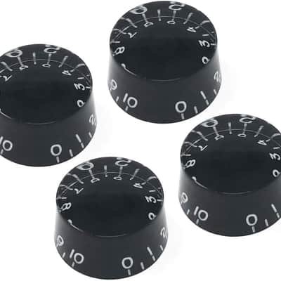 Black Speed Knobs Compatible with Epiphone Les Paul SG Electric Guitar (Set of 4) Fits 18 Coarse-Spline Import (Metric) Split Shaft Pots Recessed RS18M-BLK4