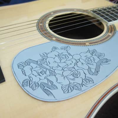 Rock Handwork Hand engraved classical rose aluminum pickguard fits 40 41 acoustic guitar wood-A3