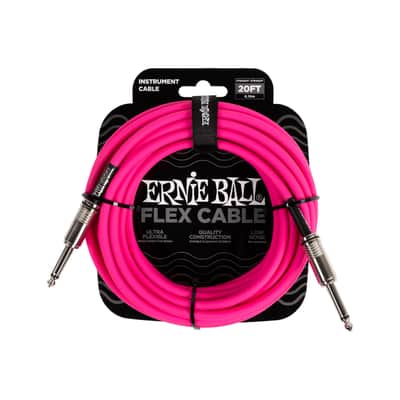 NEW Ernie Ball Flex Instrument Cable - Straight/Straight - Pink - 20'
