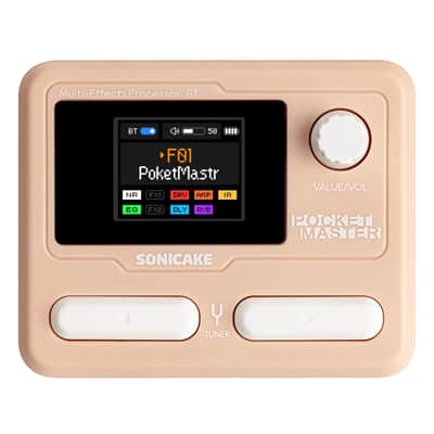 SONICAKE Pocket Master-Portable Multi Effects Pedal, 100+ Built-in Guitar/Bass/Acoustic Effects - Pink (Price includes the import duty to US buyer)