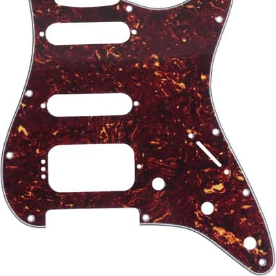11-Hole Round Corner HSS Guitar Strat Pickguard for USA/Mexican Stratocaster 4-screw Humbucking Mounting Open Pickup, 4Ply Tortoise Shell