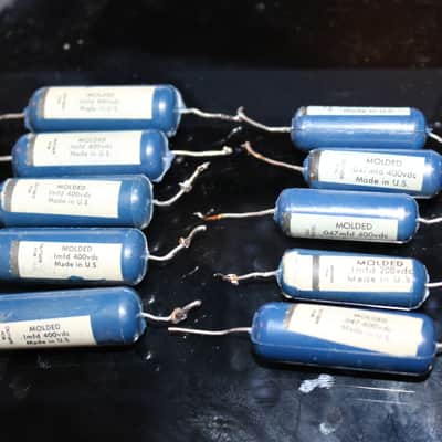 Vintage 1960s Ajax Blue Molded Capacitor Lot - for Fender Amps - No Tariffs