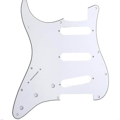 SSS 11 Hole Left Handed Strat Guitar Pickguard for Fender USA/Mexican Made Standard Stratocaster Modern Style, 3Ply White