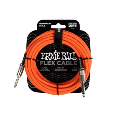 NEW Ernie Ball Flex Instrument Cable - Straight/Straight - Orange - 20'