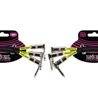 2 PACK Ernie Ball 6050 Ultraflex 6" Patch Cables, Pack of 3, Black