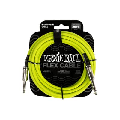 NEW Ernie Ball Flex Instrument Cable - Straight/Straight - Green - 20'