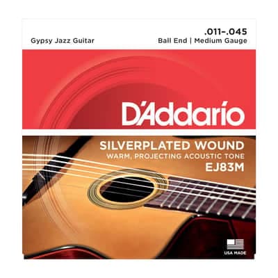 D'Addario EJ83M Ball End Gypsy Jazz Acoustic Guitar Strings; Medium gauge 11-45