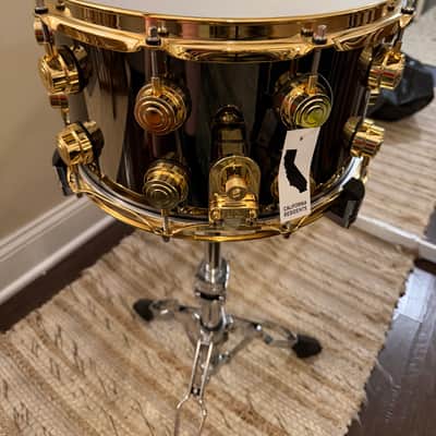 DW Collector's Series Black Nickel Over Brass 8x14" Snare Drum 2014 - 2021 - Black Nickel with Gold Hardware