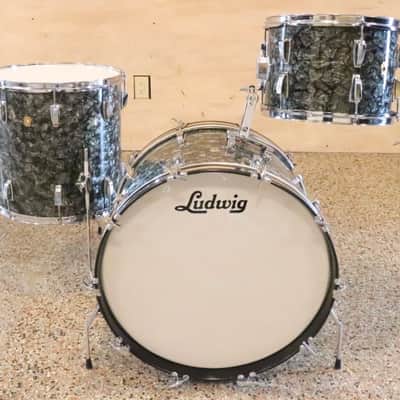 Ludwig Super Classic 3pc 22/13/16 Drum Set Kit Black Diamond Pearl Vintage 1960's
