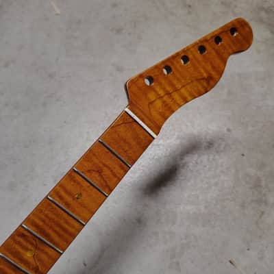 Flame Roasted Maple Tele Neck fits fender Telecaster body 21 frets 50s Gloss