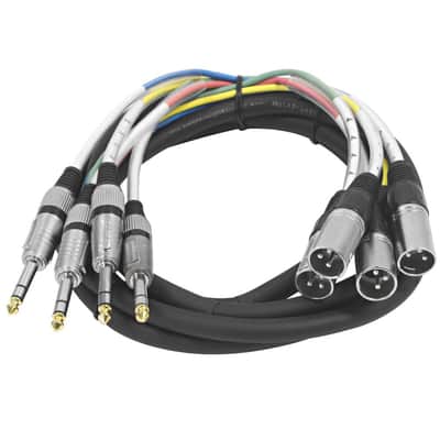 Saxt-4X10M 4 Channel 1/4" Trs To Xlr Male Snake Cable 10 Feet Long Serviceable Ends Pro Audio Effects Snake For Live Live, Recording, Studios, And Gigs Patch, Amp, Mixer
