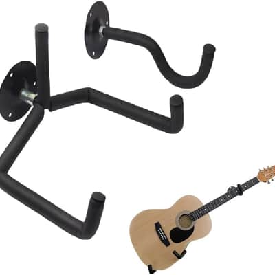 Guitar Wall Mount Acoustic/Electric/Classical Guitar, Ukulele, Banjo and Mandolin Wall Hanger Horizontal Holder Bass Stand Rack Hook (Set of 1)