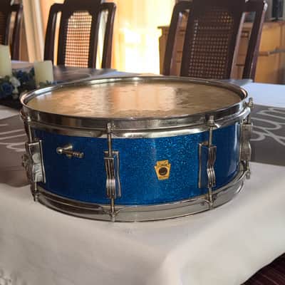 Ludwig Jazz Festival 5x14" 8-Lug Snare Drum with Keystone Badge 1960 - 1968 - Blue Sparkle