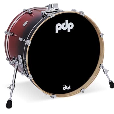 PDP Concept Series Maple Bass Drum, 16x20, Red to Black Fade w/Chrome Hardware