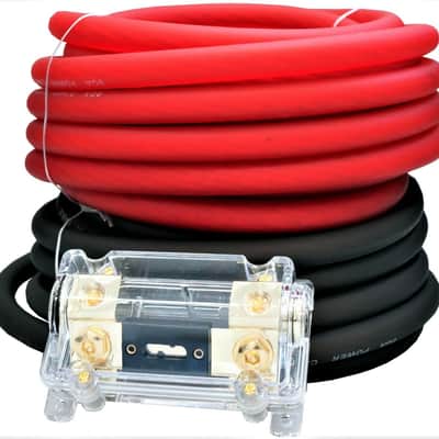 MK Audio KIT025RB 0 Gauge Wire Red / Black Amplifier Amp Power/Ground Cable 1/0 Set