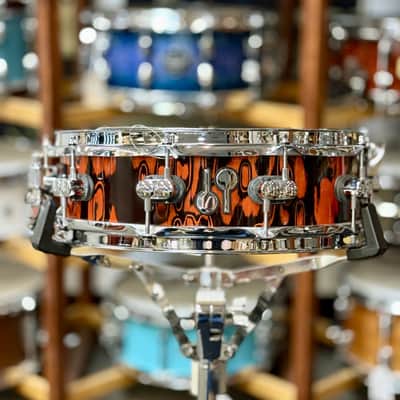 Sonor SQ2 14"x4.25 Medium Maple Snare Drum in Orange Tribal Finish