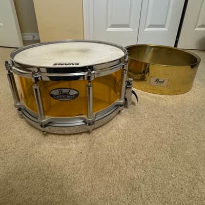 Pearl Free-Floating Snare Drum 14x6.5β (2nd Gen) 90s - Acrylic Crystal Beat + Brass Shell