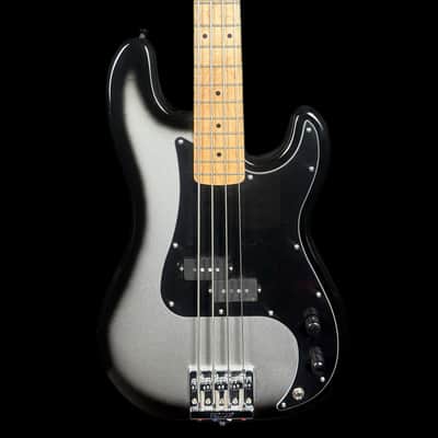 Vintage V4 ReIssued Bass Guitar Silverburst Maple Fingerboard - Fender Bridge and EMG Geezer Butler Pickups