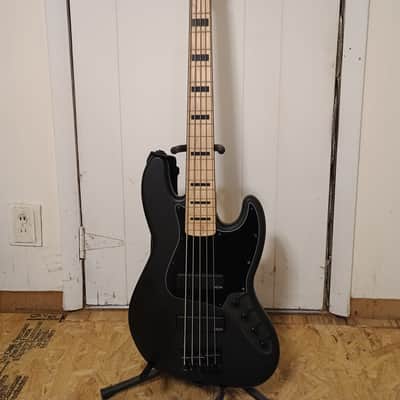 BUNDLE: Squier Contemporary Active Jazz Bass V HH - Satin Black + Gigbag, Strings, Strap